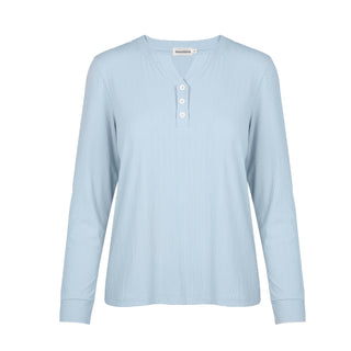 Long Sleeve Henley Top - Soft Blue