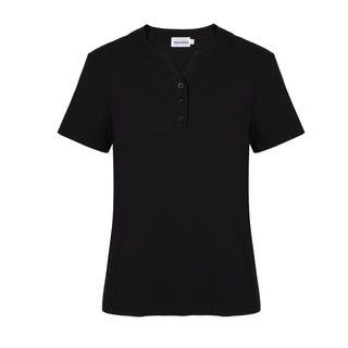 Short Sleeve Henley Top - Black
