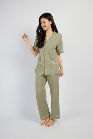 Sage green cotton sleepwear by Moonblink